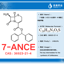 7-ANCE（純度：≥98.0%） 7-氨基- 3-無-3-頭孢環(huán)- 4-羧酸二苯基甲酯 合成頭孢布烯的關(guān)鍵中間體