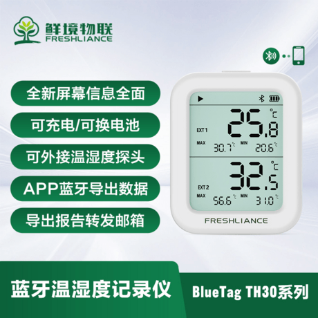 鲜境物联BlueTag系列蓝牙智能温湿度记录仪冷链药店仓储实验室专用温湿度计