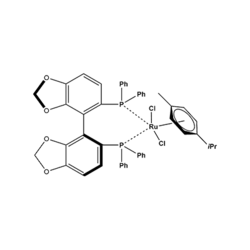 二氯[(S)-(+)-5,5'-雙(1,1-二苯基膦)-4,4'-聯(lián)-1,3-苯并二惡茂](對傘花烴)釕(II)