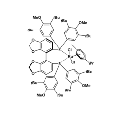 Chloro{(R)-(-)-5,5'-bis[di(3,5-di-t-butyl-4-methoxyphenyl)phosphino]-4,4'-bi-1,3-benzodioxole}(p-cymene)ruthenium(II)chloride[RuCl(p-cymene) ((R)-dtbm-segphos)]Cl
