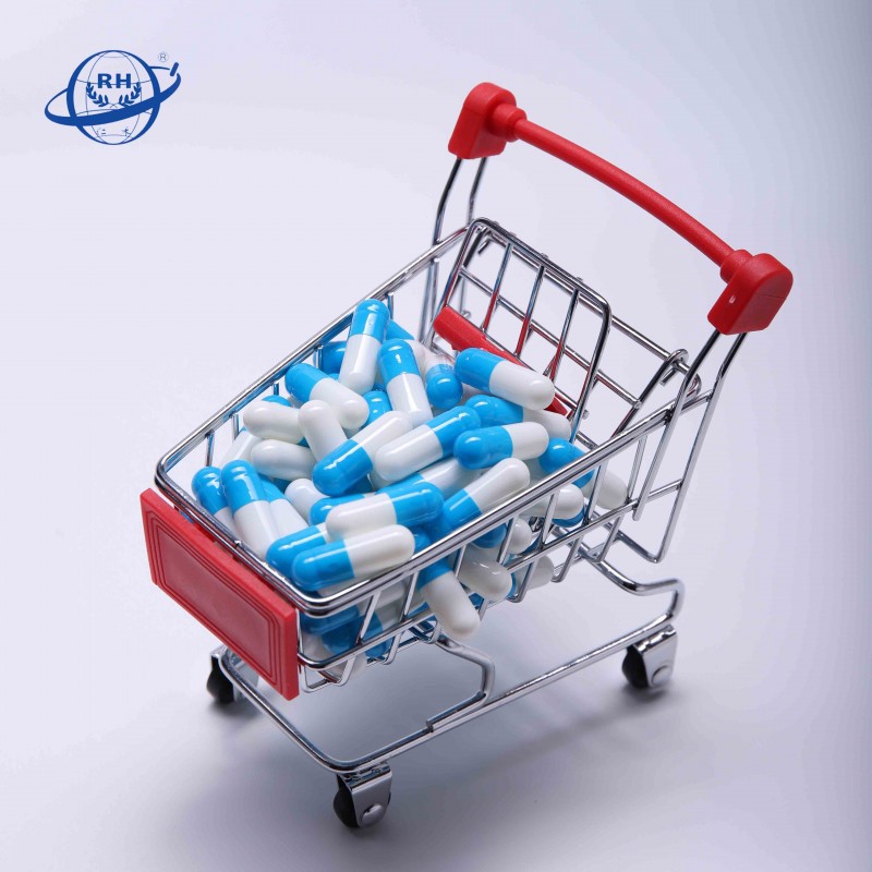 Factory manufacture blue-white empty hard capsules size 2