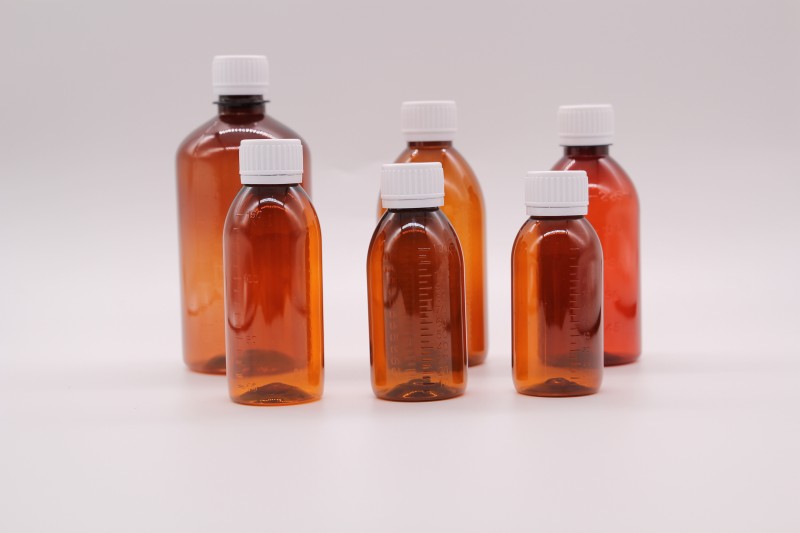 PET Amber plastic vials liquid packaging bottle