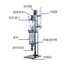 YSF系列5L 雙層玻璃反應釜 智能控溫加熱攪拌一體 密封玻璃反應器