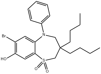 7-bromo-3,3-dibutyl-8-hydroxy-5-phenyl-2,3,4,5-tetrahydrobenzo[b][1,4]thiazepine 1,1-dioxide