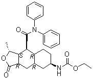CAS 登录号：900161-12-8, [(1R,3aR,4aR,6R,8aR,9S,9aS)-9-[(二苯基氨基)羰基]十二氢-1-甲基-3-氧代萘并[2,3-c]呋喃-6-基]氨基甲酸乙酯
