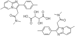 CAS 登錄號：99294-93-6, 酒石酸**, 2-(4-甲基苯基)-N,N,6-三甲基咪唑并[1,2-a]吡啶-3-乙酰胺酒石酸鹽