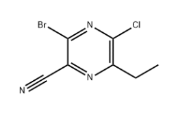 3-bromo-5-chloro-6-ethylpyrazine-2-carbonitrile3-溴-5-氯-6-乙基吡嗪-2-甲腈