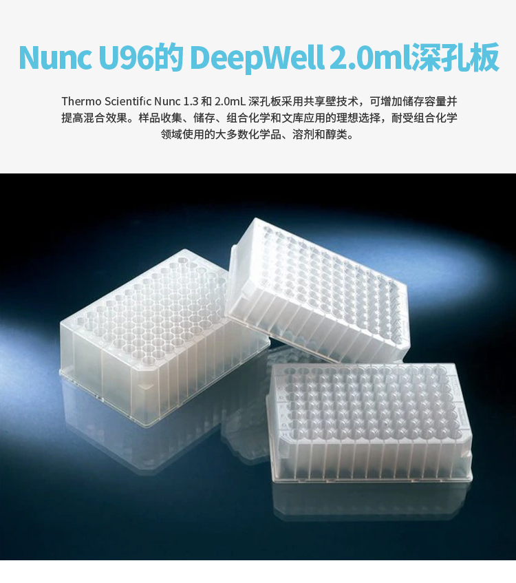 Nunc U96的DeepWellTM2.0ml深孔板，未灭菌，货号278752，规格60