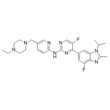 N-[5-[(4-ethylpiperazin-1-yl)methyl]pyridin-2-yl]-5-fluoro-4-(7-fluoro-2-methyl-3-propan-2-ylbenzimi