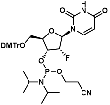 5'-O-双(对甲氧基苯基)苯基甲基-2'-脱氧-2'-氟尿苷-3'-(2-氰基乙基-N,N-二异丙基亚膦酸酯)