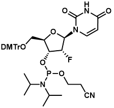 5'-O-双(对甲氧基苯基)苯基甲基-2'-脱氧-2'-氟尿苷-3'-(2-氰基乙基-N,N-二异丙基亚膦酸酯)