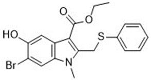 6-溴-5-羥基-1-甲基-2-（苯硫甲基）吲哚-3-甲酸乙酯