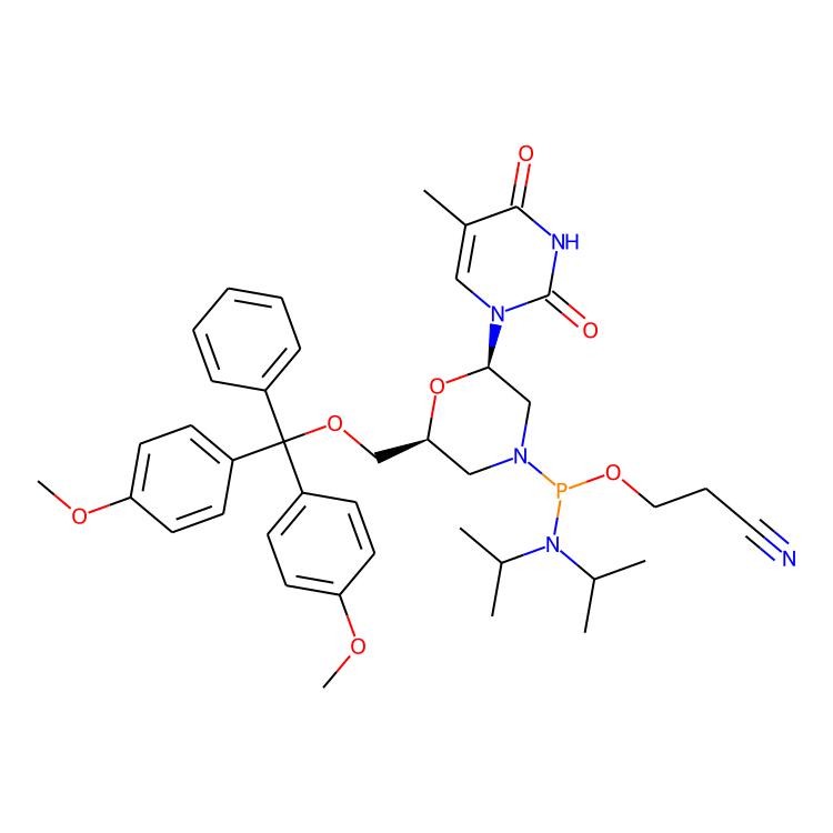 3-(2S,6R)-2-(雙(4-甲氧基苯基苯基)甲氧基)甲基]-6-(5-甲基-2,4-二氧代-1,2,3,4-四氫嘧啶-1-基)嗎啉-4-基](雙(丙基-2-基)氨基)膦?；鶀氧基)丙腈