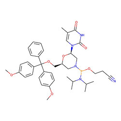 3-(2S,6R)-2-(雙(4-甲氧基苯基苯基)甲氧基)甲基]-6-(5-甲基-2,4-二氧代-1,2,3,4-四氫嘧啶-1-基)嗎啉-4-基](雙(丙基-2-基)氨基)膦?；鶀氧基)丙腈