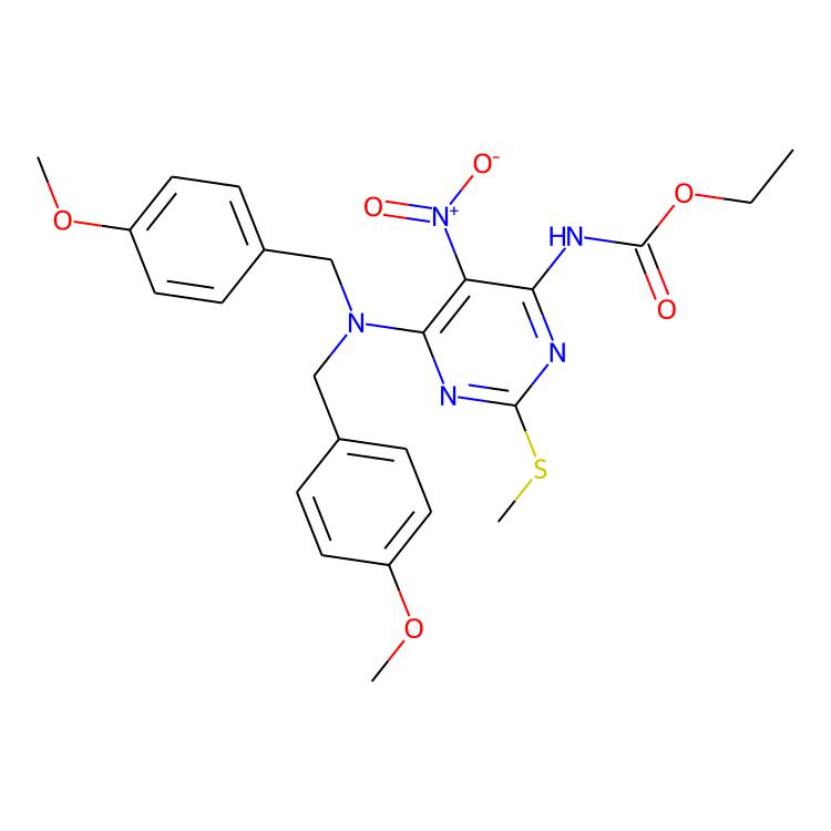 N-(6-(雙[(4-甲氧基苯基)甲基]氨基)-2-(甲硫基)-5-硝基嘧啶-4-基氨基甲酸乙酯