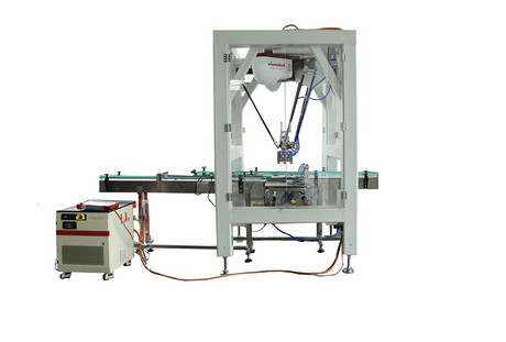 机器人入托自动装盒生产线Robot loading automatic box production line