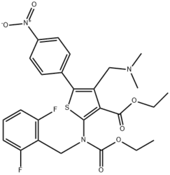 2-[(2 ,6-二氟苄基)乙氧基羰基氨基]-4-((二甲基氨基)甲基)-5-(4-硝基苯基)噻吩-3-甲酸乙酯