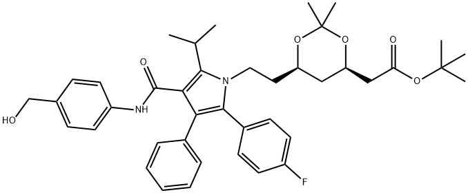 2-((4R,6R)-6-(2-(2-(4-氟苯基)-4-((4-(羟甲基)苯基)氨甲酰)-5-异丙基-3-苯基-1H-吡咯-1-基)乙基)-2,2-二甲基-1,3-二恶-4-基)乙酸叔丁酯