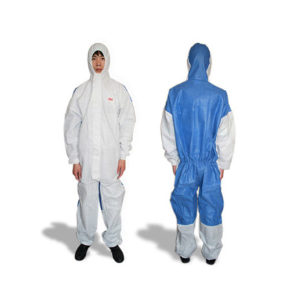 3M 4535 白色帶帽連體防護服, 透氣背部
