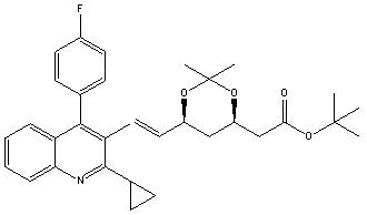 (3R,5S,6E)-7-[2-环丙基-4-(4-氟苯基)-3-喹啉-基]-2,2-二甲基-1,3-二氧六环-6-庚烯酸叔丁酯