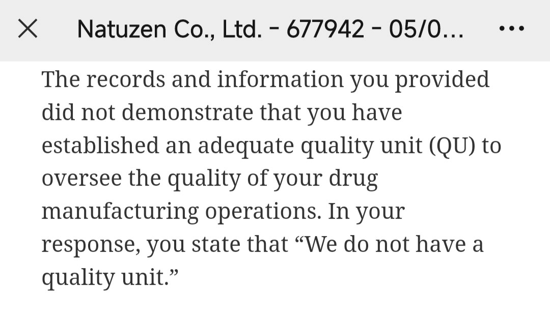 We do not have a quality unit
