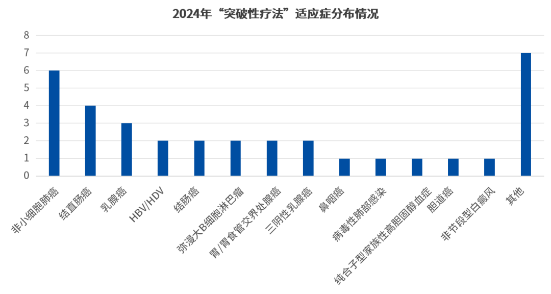 2024年“突破性療法”適應癥分布情況