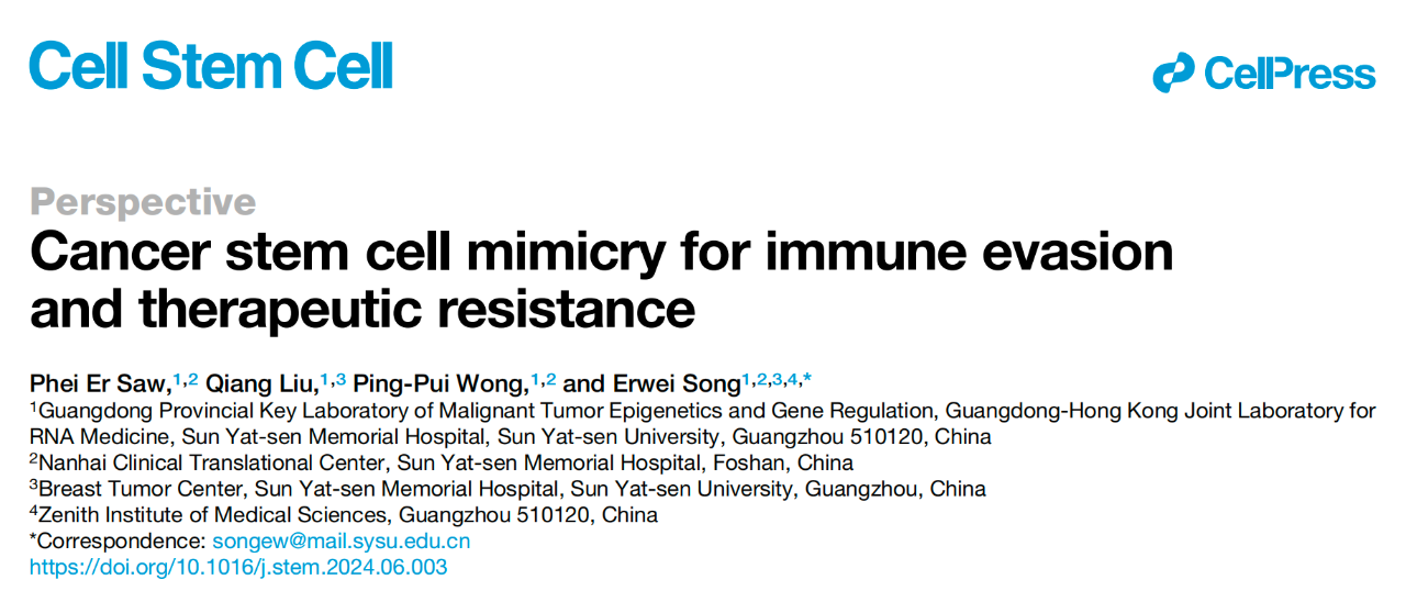 Cancer stem cell mimicry for immune evasion and therapeutic resistance文章