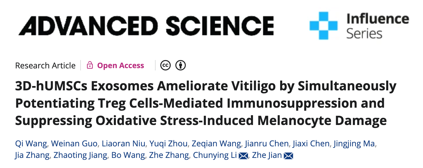 3D-hUMSCs Exosomes Ameliorate Vitiligo by Simultaneously Potentiating Treg Cells-Mediated Immunosuppression and Suppressing Oxidative Stress-Induced Melanocyte Damage 