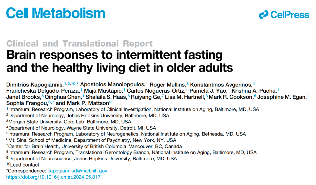 Brain responses to intermittent fasting and the healthy living diet in older adults