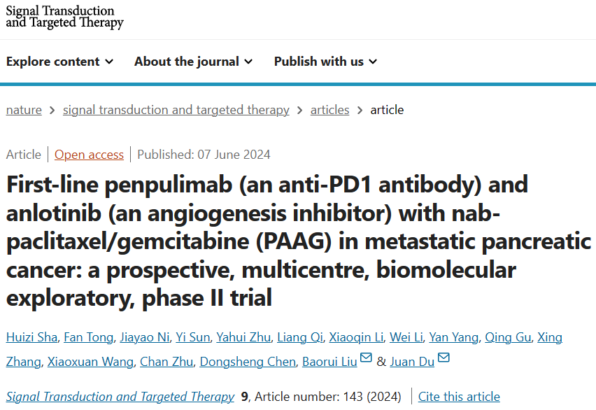 期刊Signal Transduction and Targeted Therapy