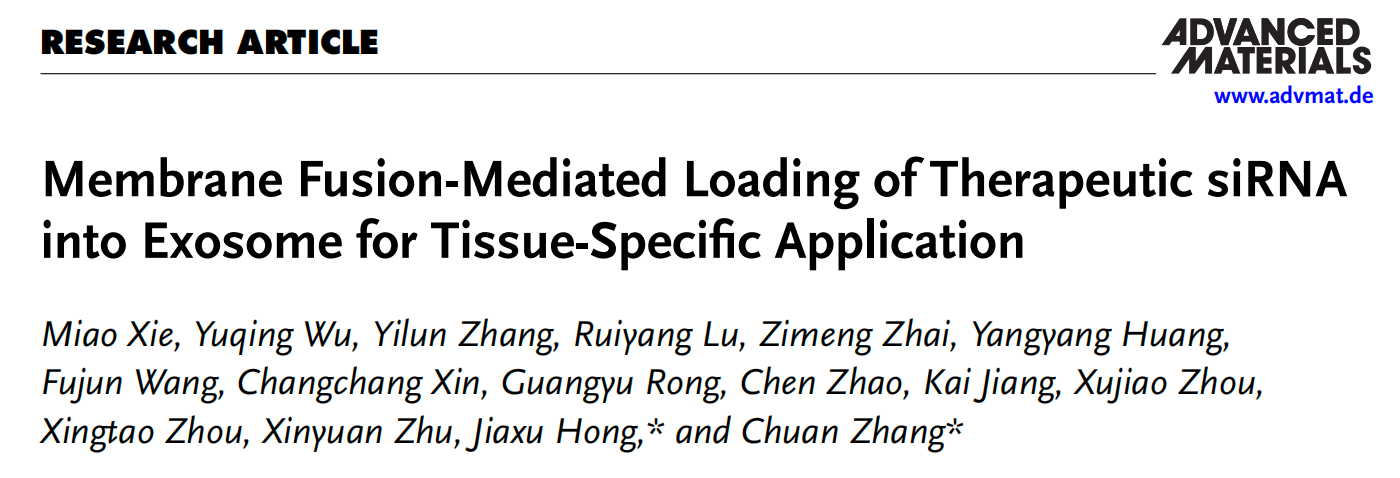 Membrane Fusion-Mediated Loading of Therapeutic siRNA into Exosome for Tissue-Specific Application 研究論文