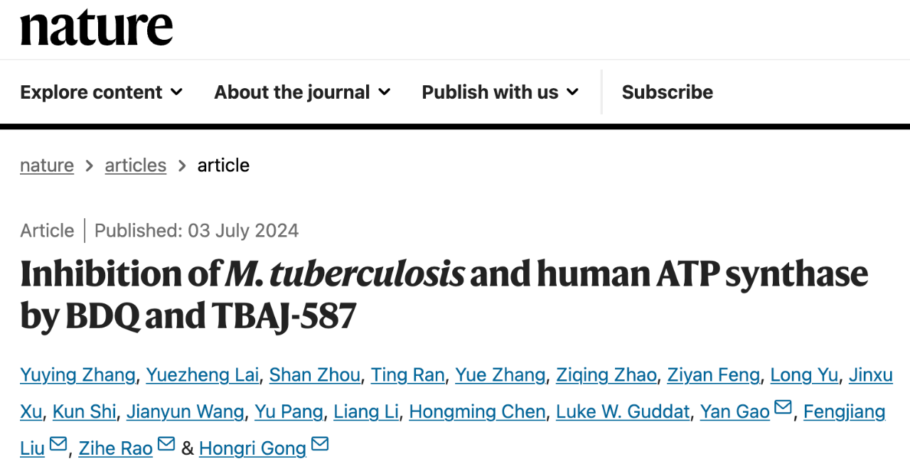 Inhibition of M. tuberculosis and human ATP synthase by BDQ and TBAJ-587 研究論文