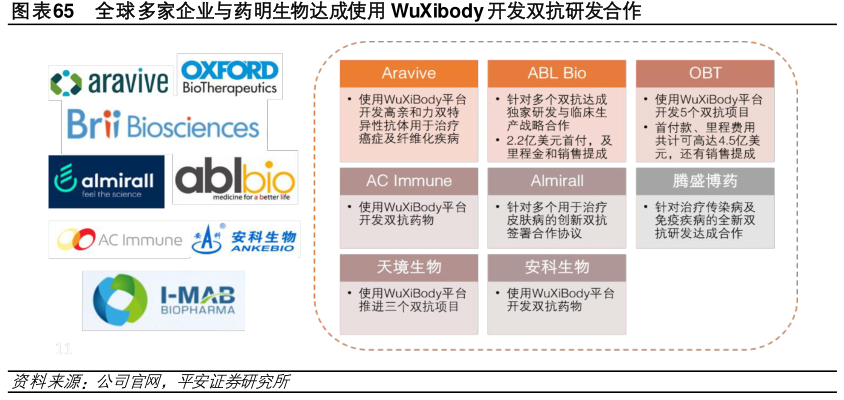 全球多家企業(yè)與藥明生物達(dá)成使用 WuXibody開(kāi)發(fā)雙抗研發(fā)合作