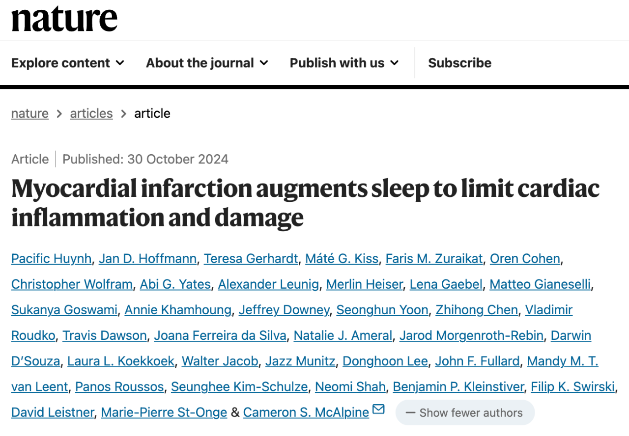 Myocardial infarction augments sleep to limit cardiac inflammation and damage