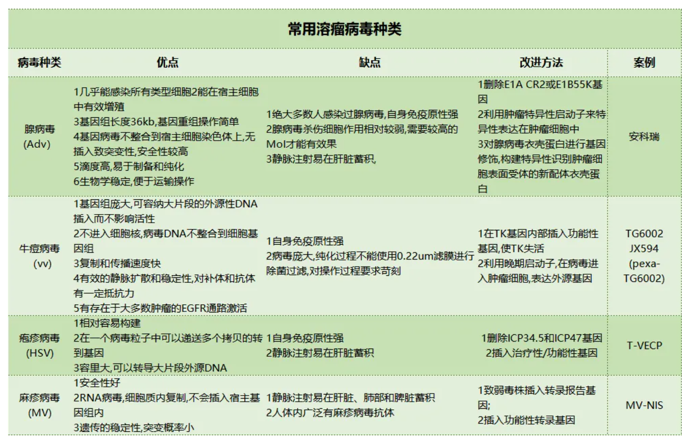 常用溶瘤病毒種類