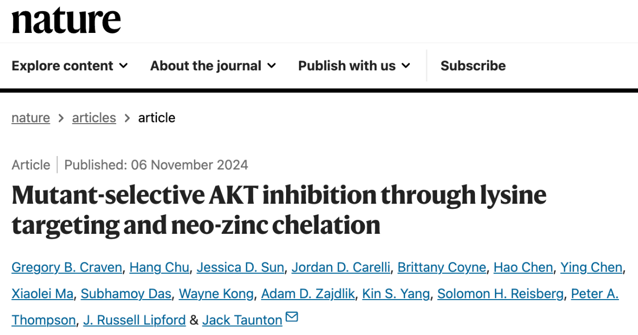 Mutant-selective AKT inhibition through lysine targeting and neo-zinc chelation