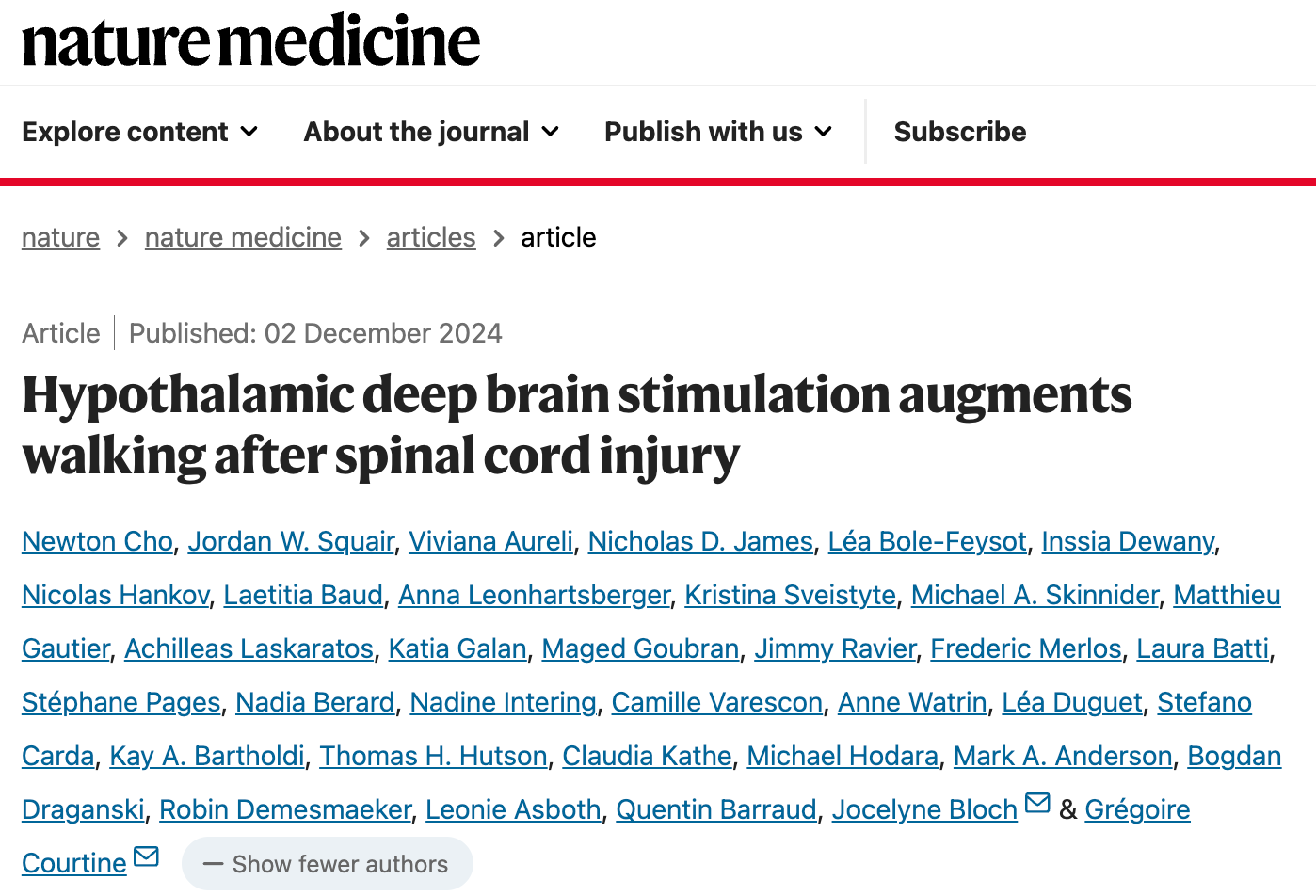 Hypothalamic deep brain stimulation augments walking after spinal cord injury