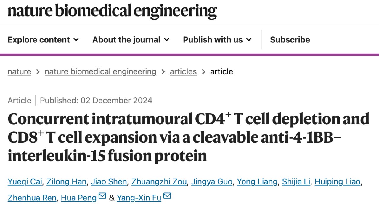 Concurrent intratumoural Treg  cell depletion and CD8+ T cell expansion via a cleavable anti-4-1BB–interleukin-15 fusion protein