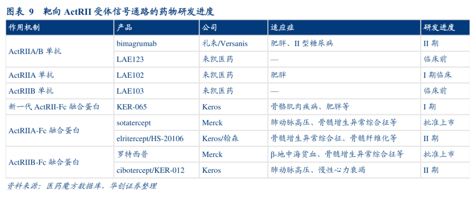 靶向 ActRII 受體信號(hào)通路的藥物研發(fā)進(jìn)度