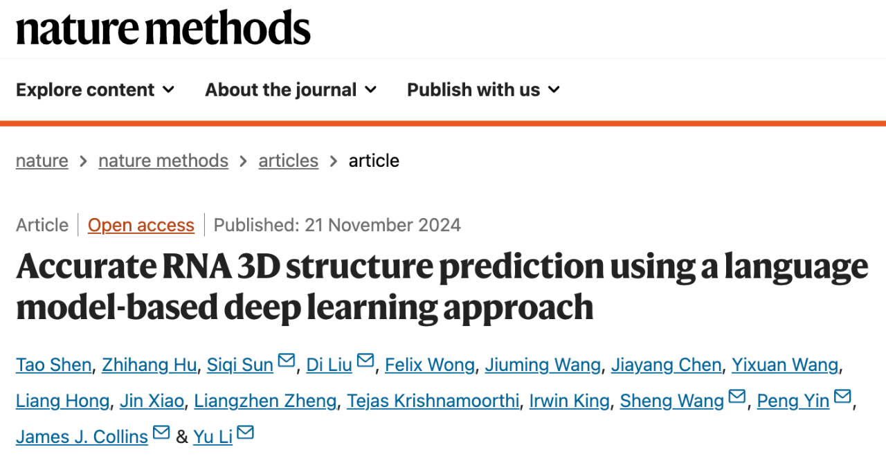 Accurate RNA 3D structure prediction using a language model-based deep learning approach