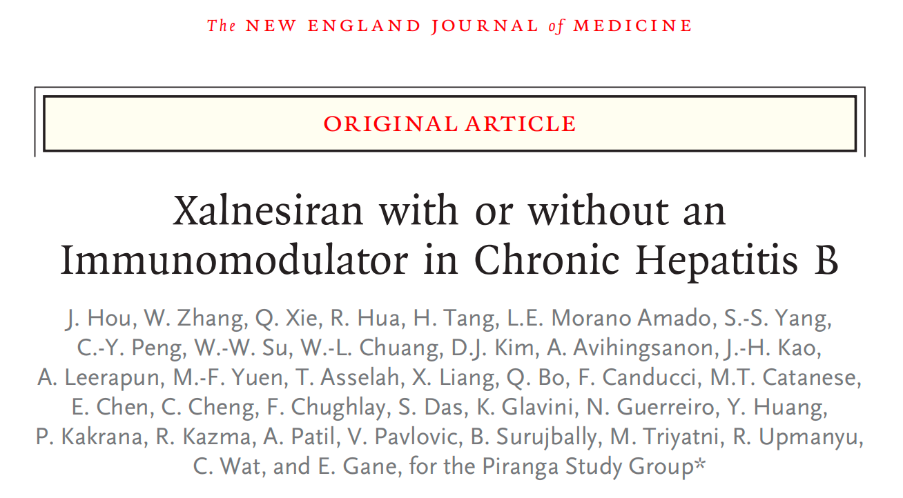 Xalnesiran with or without an Immunomodulator in Chronic Hepatitis B