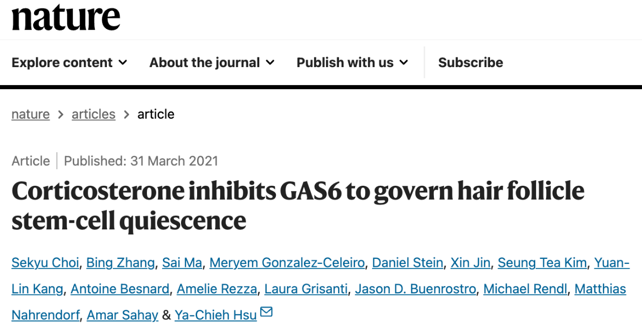 Corticosterone inhibits GAS6 to govern hair follicle stem-cell quiescence