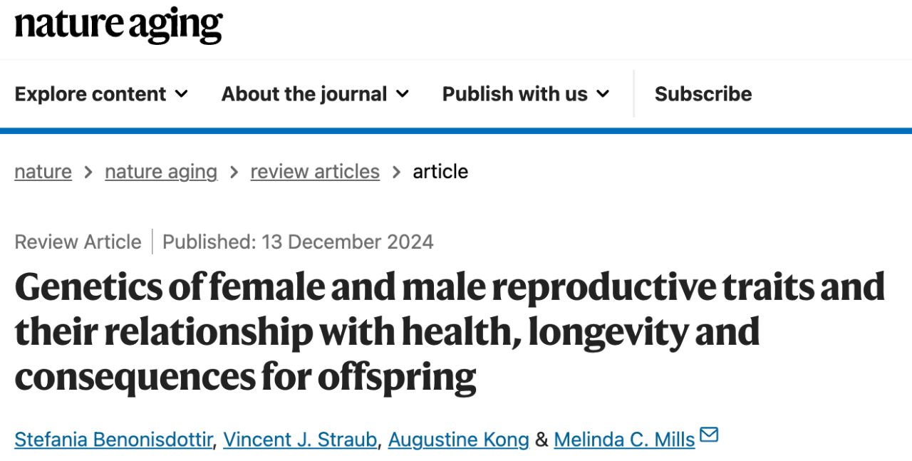 Genetics of female and male reproductive traits and their relationship with health, longevity and consequences for offspring