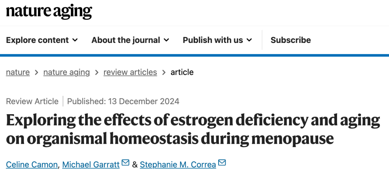 Exploring the effects of estrogen deficiency and aging on organismal homeostasis during menopause