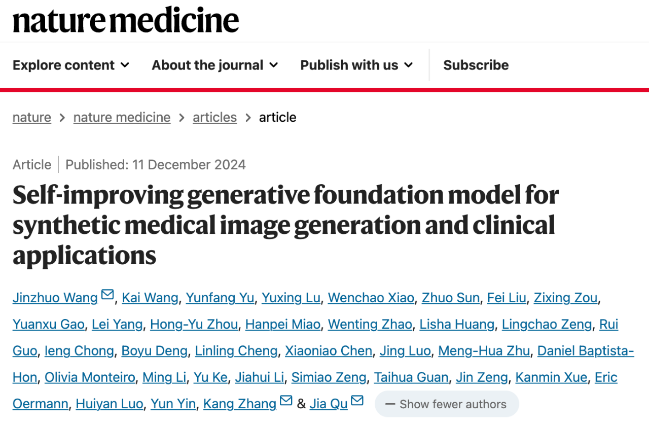 Self-improving generative foundation model for synthetic medical image generation and clinical applications