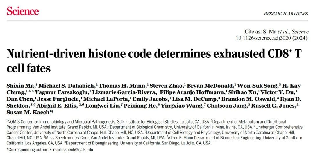 Nutrient-driven histone code determines exhausted CD8+ T cell fates