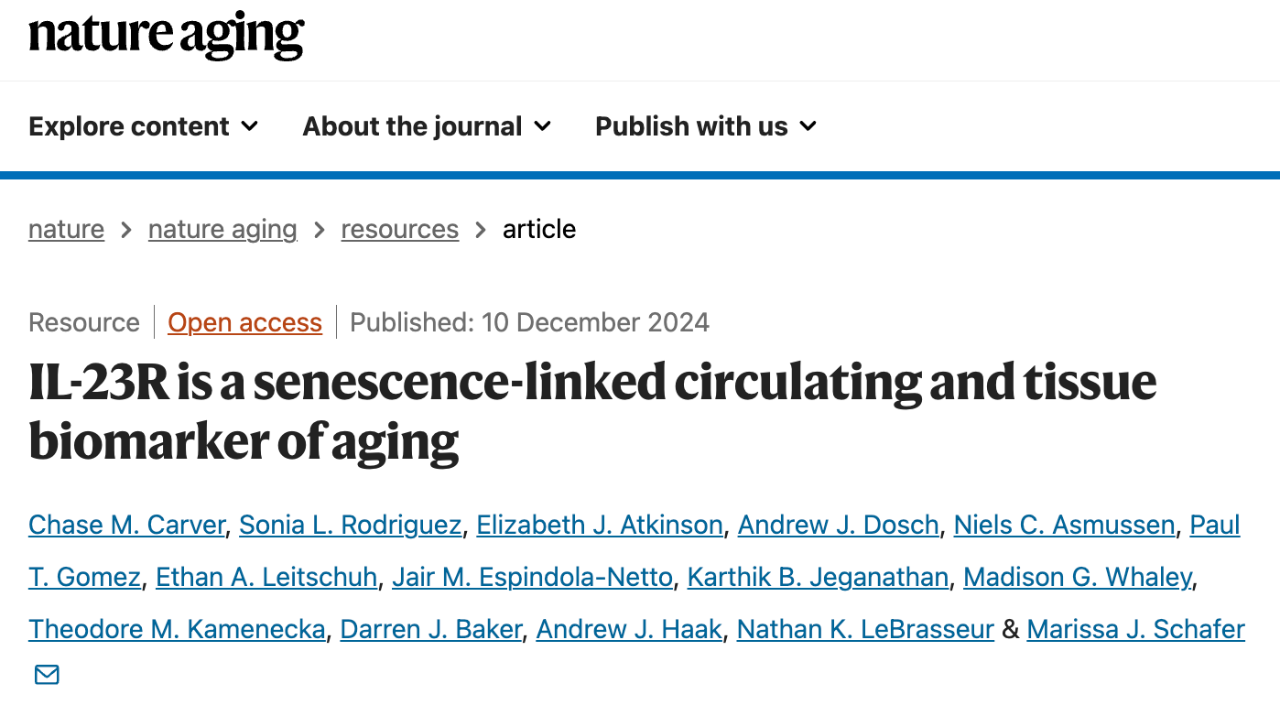 IL-23R is a senescence-linked circulating and tissue biomarker of aging