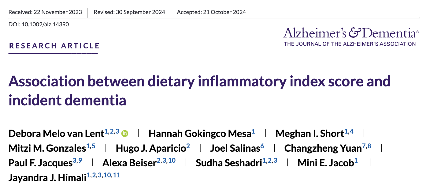 Association between dietary inflammatory index score and incident dementia