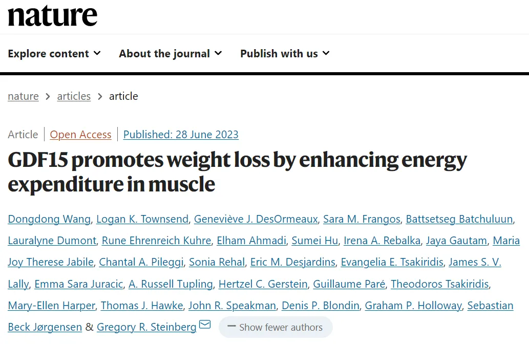 GDF15 promotes weight loss by enhancing energy expenditure in muscle