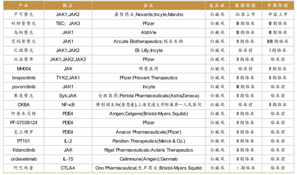 圖：白癜風(fēng)在研管線